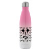 Metal mug thermos Pink/White (Stainless steel), double wall, 500ml