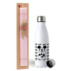 Easter Set, metallic stainless steel water bottle (750ml) & scented flat Easter candle (30cm) (PINK)