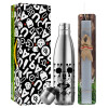 Easter Set, metallic stainless thermos flask (500ml) & scented flat Easter candle (30cm) (GRAY)