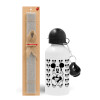 Easter Set, metallic aluminum water bottle (500ml) & aromatic flat Easter candle (30cm) (GRAY)