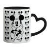 Mug heart black handle, ceramic, 330ml