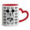 Mug heart red handle, ceramic, 330ml
