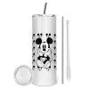 Tumbler stainless steel 600ml, with metal straw & cleaning brush
