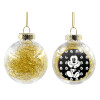 Transparent Christmas tree ball ornament with gold filling 8cm