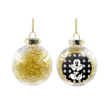 Mickey, Transparent Christmas tree ball ornament with gold filling 8cm