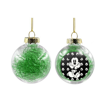 Mickey, Χριστουγεννιάτικη μπάλα δένδρου διάφανη με πράσινο γέμισμα 8cm