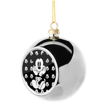 Mickey, Silver 8cm Christmas tree ball ornament