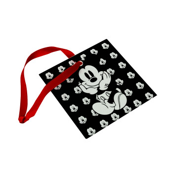 Mickey, Christmas ornament, glass square ornament 9x9cm