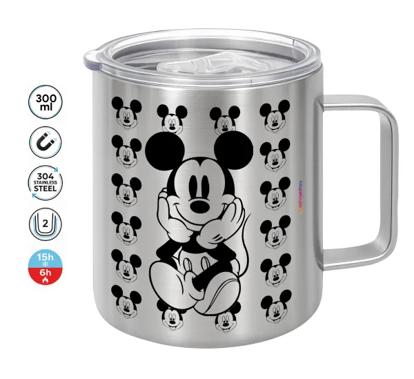 Mickey — Double-walled stainless steel mug 300ml with temperature-retaining lid
