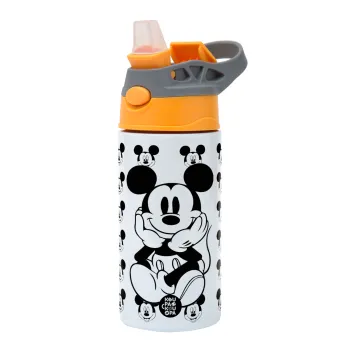 Mickey, Παιδικό παγούρι θερμό, ανοξείδωτο, με καλαμάκι ασφαλείας, Πορτοκαλί/Γκρι (360ml) BPA-FREE