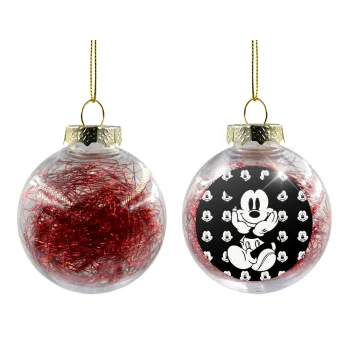 Mickey, Transparent Christmas tree ball ornament with red filling 8cm