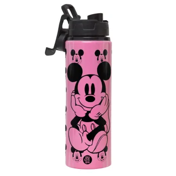 Mickey, Metallic water bottle with safety lid, 850ml aluminum