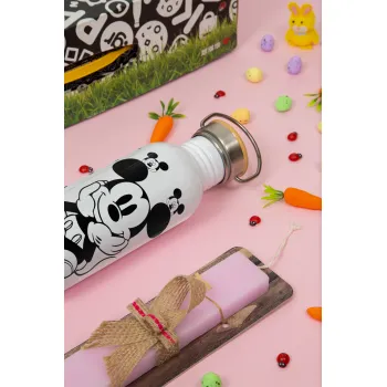 Mickey, Πασχαλινή Λαμπάδα με παγούρι μεταλλικό (620ml, stainless steel) & κερί αρωματικό πλακέ (30cm) (ΡΟΖ)