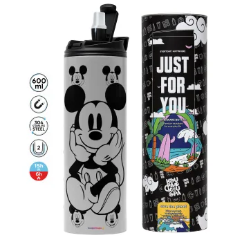 Mickey, Tumbler ποτήρι θερμό ΓΚΡΙ από ανοξείδωτο ατσάλι 600ml
