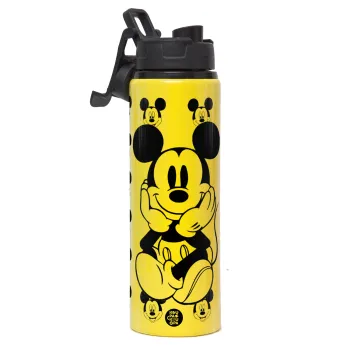 Mickey, Μεταλλικό παγούρι νερού με καπάκι ασφαλείας, αλουμινίου 850ml