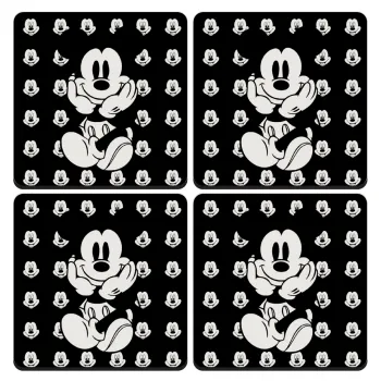 Mickey, ΣΕΤ 4 Σουβέρ ξύλινα τετράγωνα (9cm)