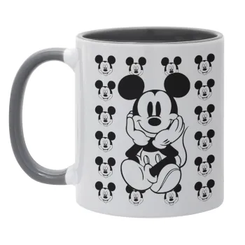 Mickey, Κούπα χρωματιστή γκρι, κεραμική, 330ml