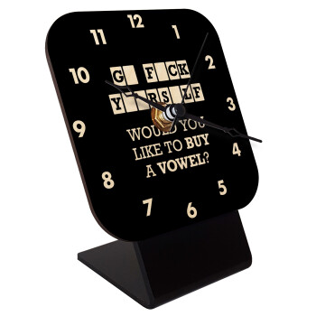 Wheel of fortune, go f..k yourself, Επιτραπέζιο ρολόι σε φυσικό ξύλο (10cm)