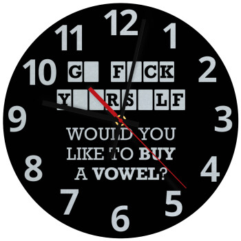 Wheel of fortune, go f..k yourself, Ρολόι τοίχου γυάλινο (30cm)