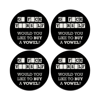 Wheel of fortune, go f..k yourself, SET of 4 round wooden coasters (9cm)