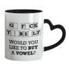 Mug heart black handle, ceramic, 330ml