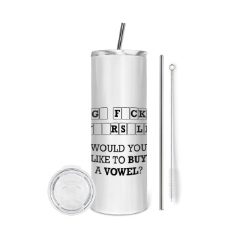 Wheel of fortune, go f..k yourself, Eco friendly stainless steel tumbler 600ml, with metal straw & cleaning brush