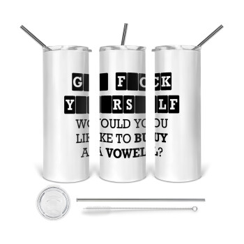 Wheel of fortune, go f..k yourself, 360 Eco friendly stainless steel tumbler 600ml, with metal straw & cleaning brush