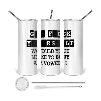 Wheel of fortune, go f..k yourself, Tumbler stainless steel 600ml, with metal straw & cleaning brush