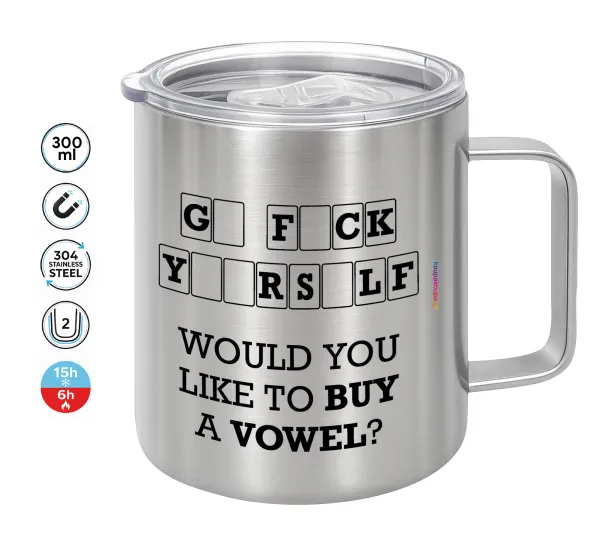 Wheel of fortune — Double-walled stainless steel mug 300ml with temperature-retaining lid