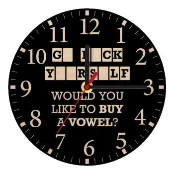 Wheel of fortune, go f..k yourself, Ρολόι τοίχου ξύλινο plywood (20cm)