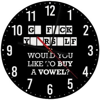 Wheel of fortune, go f..k yourself, Ρολόι τοίχου ξύλινο (30cm)