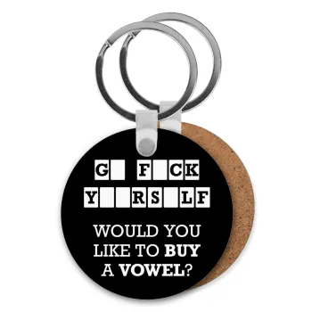 Wheel of fortune, go f..k yourself, Μπρελόκ Ξύλινο στρογγυλό MDF Φ5cm