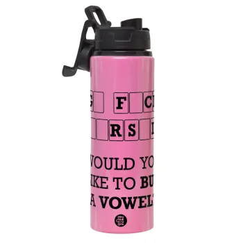 Wheel of fortune, go f..k yourself, Μεταλλικό παγούρι νερού με καπάκι ασφαλείας, αλουμινίου 850ml