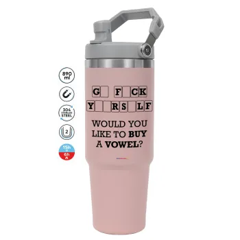 Wheel of fortune, go f..k yourself, ΡΟΖ χρώματος Θερμός Ανοξείδωτο 890ml (30oz) με χερούλι