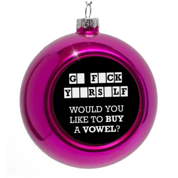 Wheel of fortune, go f..k yourself, Στολίδι Χριστουγεννιάτικη μπάλα δένδρου Μωβ 8cm