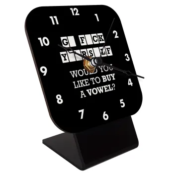 Wheel of fortune, go f..k yourself, Επιτραπέζιο ρολόι ξύλινο με δείκτες (10cm)