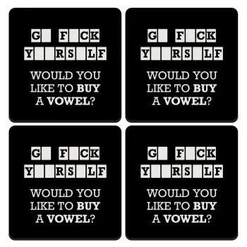 Wheel of fortune, go f..k yourself, ΣΕΤ 4 Σουβέρ ξύλινα τετράγωνα (9cm)