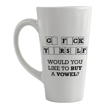 Wheel of fortune, go f..k yourself, Κούπα κωνική Latte Μεγάλη, κεραμική, 450ml