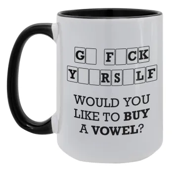 Wheel of fortune, go f..k yourself, Κούπα Mega 15oz, κεραμική Μαύρη, 450ml