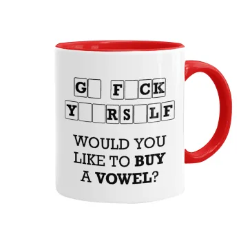 Wheel of fortune, go f..k yourself, Mug colored red, ceramic, 330ml