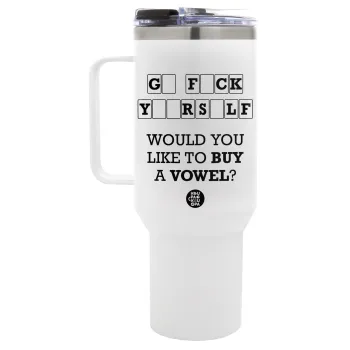 Wheel of fortune, go f..k yourself, Mega Tumbler με καπάκι, διπλού τοιχώματος (θερμό) 1,2L