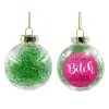 Transparent Christmas tree ball ornament with green filling 8cm