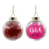 Transparent Christmas tree ball ornament with red filling 8cm