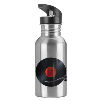 Columbia records bruce springsteen, Water bottle Silver with straw, stainless steel 600ml