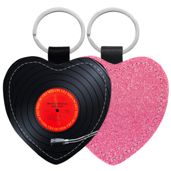Columbia records bruce springsteen, Μπρελόκ PU δερμάτινο glitter καρδιά ΡΟΖ