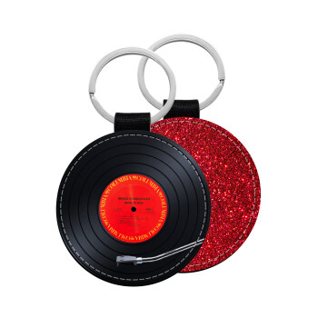 Columbia records bruce springsteen, Μπρελόκ Δερματίνη, στρογγυλό ΚΟΚΚΙΝΟ (5cm)