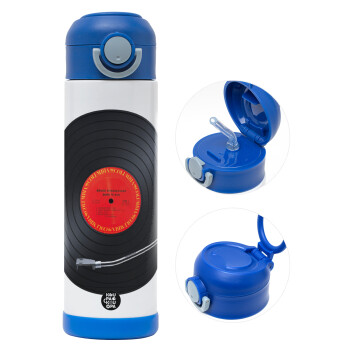Columbia records bruce springsteen, Children's hot water bottle, stainless steel, with safety straw, BLUE (500ml)