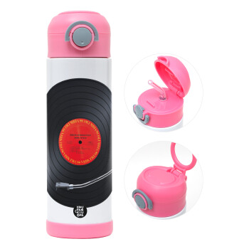 Columbia records bruce springsteen, Children's hot water bottle, stainless steel, with safety straw, PINK (500ml)