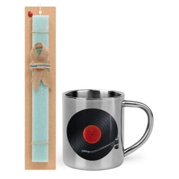 Columbia records bruce springsteen, Easter Set, metallic thermal cup (300ml) & aromatic flat Easter candle (30cm) (TURQUOISE)
