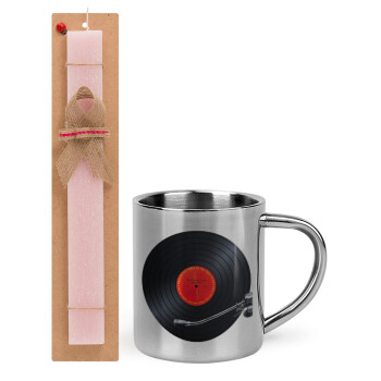 Columbia records bruce springsteen, Easter Set, metallic thermal cup (300ml) & aromatic flat Easter candle (30cm) (PINK)